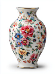 Classic porcelain vase with colorful floral pattern