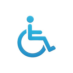 Blue wheelchair accessibility symbol on black background icon disabled