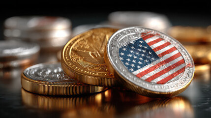 American flag cryptocurrency coin digital finance regulation
