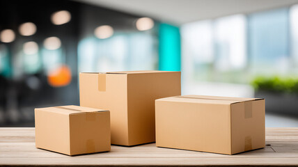 Shipping boxes on a desk illustrating packaging selection and parcel sizing for reliable retail logistics and streamlined delivery.
