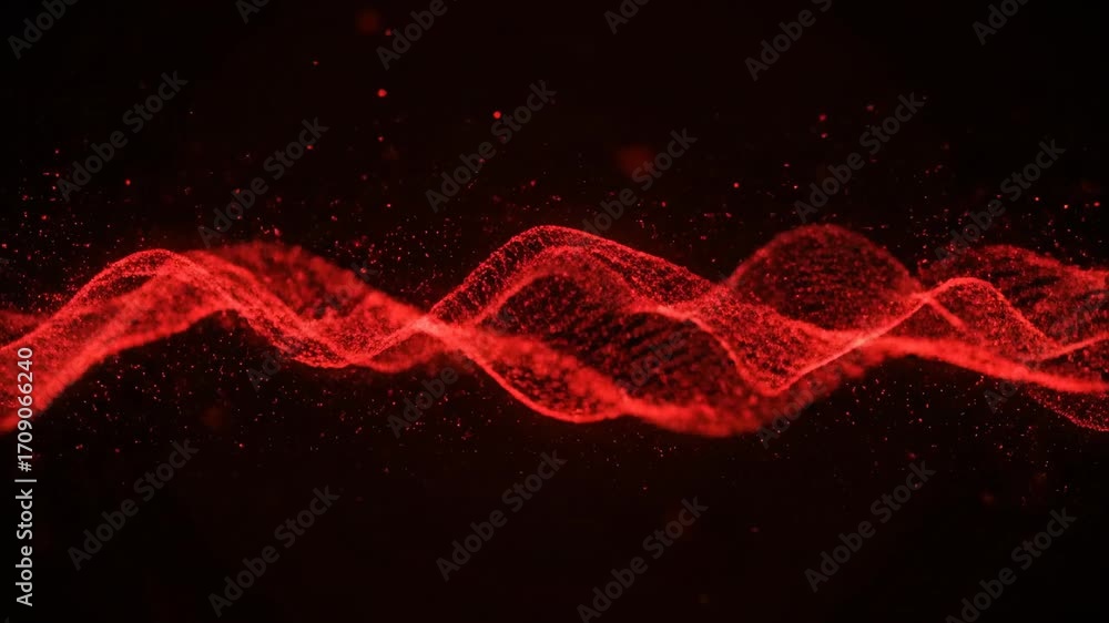 Wall mural a dynamic seamlessly looping video showcases vibrant red energy waves undulating and rippling across