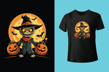 Mockup of a halloween Purple T-Shirt Blank Shirt Template Photo with Fall accessories and wooden background halloween shirt mockup