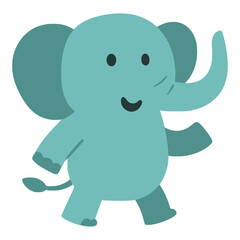cute elephant standing hand drawn flat color vector illustration template design