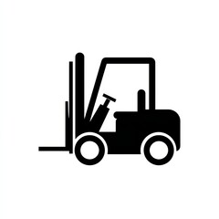 Black silhouette forklift icon, industrial vehicle design, clean minimal vector style, isolated on transparent background, suitable for warehouse, logistics, and industrial stock illustration use