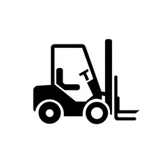 Fototapeta premium Black silhouette forklift icon, industrial vehicle design, clean minimal vector style, isolated on transparent background, suitable for warehouse, logistics, and industrial stock illustration use