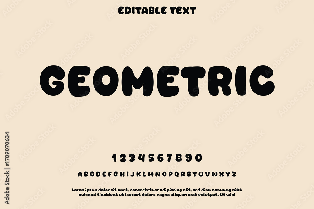 Poster chunky geometric font with numbers and alphabet