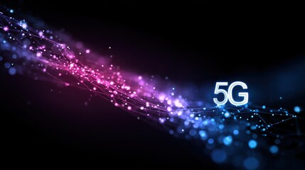 5G or 6G dot line mobile technology. Wireless data network and connection technology concept. high-speed, futuristic background. vector design.