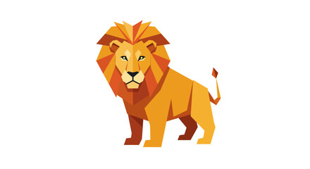 Geometric Lion Illustration with Angular Design and Golden Mane.