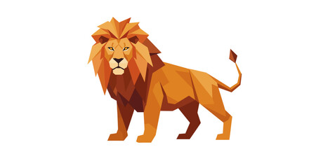Geometric Lion Illustration with Angular Design and Warm Color Palette 1.