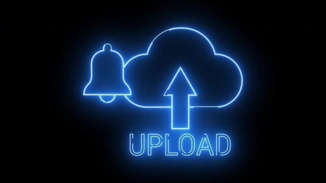 bell icon and upload icon with neon effect