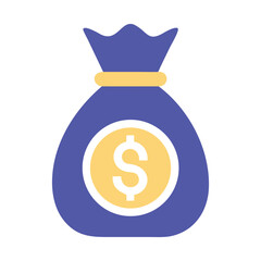 Money bag vector icon with dollar coin financial symbol flat design