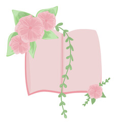 Illustration Of Opened Book With Flowers