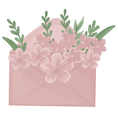Envelope With Bouquet of Flowers