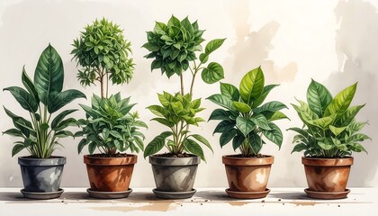Obraz premium Botanical Arrangement in Terracotta Pots