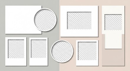 Minimalist Photo Frame Collage: White Frames, Round and Square, Soft Background