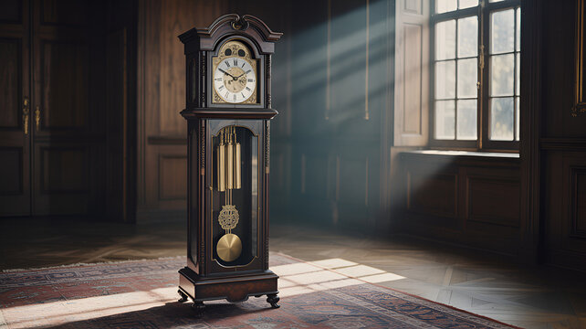 Grandfather Clock in Sunlit Room