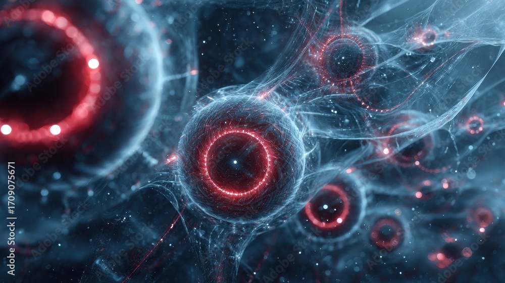 Poster futuristic abstract ai-inspired cells in digital space virtual environment high-resolution gigapixel