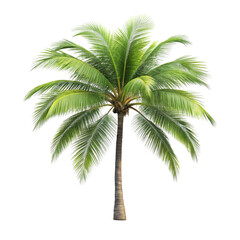 Obraz premium Isolated tropical palm tree with lush green fronds against a black background