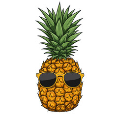 Pineapple with Sunglasses Illustration for Summer and Tropical Themes