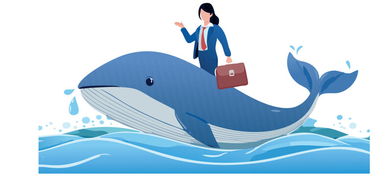 vector of businessman riding a whale