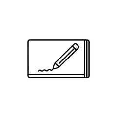 Stylized Pencil Drawing a Wavy Line on a Rectangular Pad Outline