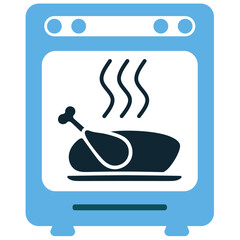 Food roasting icon vector. Ideal for cooking, baking, and food preparation themes. A simple, clear symbol representing the act of cooking food with dry heat.