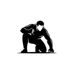 Muscular Man Silhouette in Action Pose