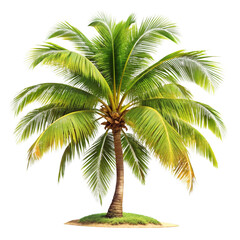 A vibrant green palm tree gracefully isolated on a dark background