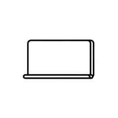 Simple Black and White Laptop Icon with Rolled Edge Detail