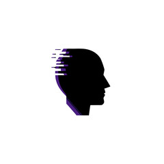 Disrupted Mind Silhouette with Glitch Effect