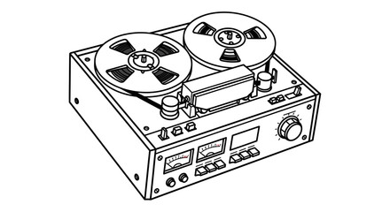 Vintage Reel-to-Reel Tape Recorder Outline