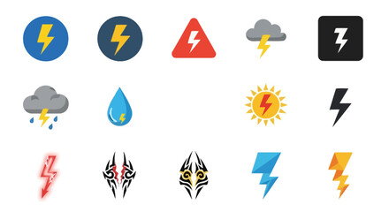 Assorted Lightning Bolt Icon Collection