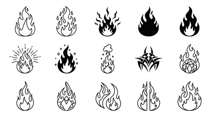 Fire Flames Vector Icon Set
