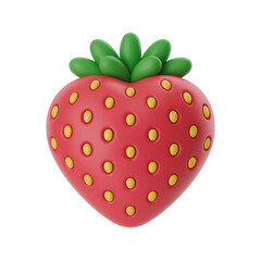 3D Heart Shaped Strawberry with Yellow Seeds on Black Background render