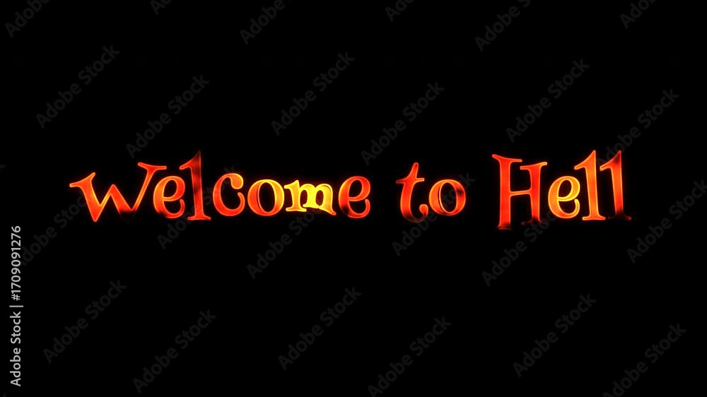 Poster welcome to hell fire text animation with transparent background alpha channel prores 4444