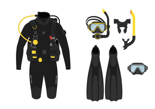 Complete Scuba Diving Gear Set Wetsuit Mask Fins and Accessories.
