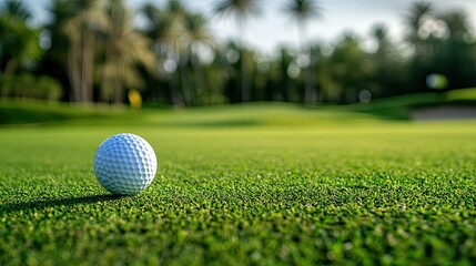 Naklejka premium Golf ball on green course