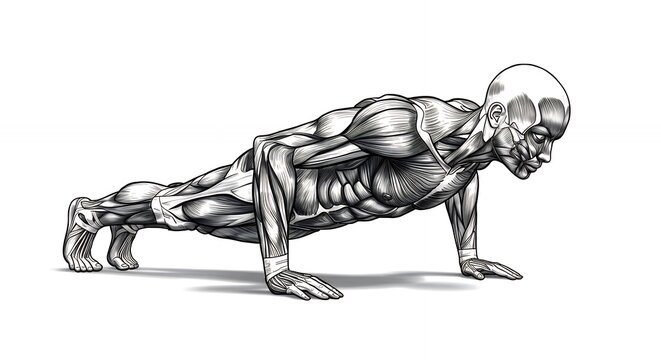 Muscular anatomy push up pose