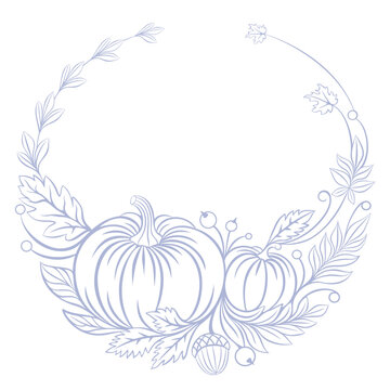 A round autumn pattern consisting of pumpkin leaves and berries.
 It is solid and suitable for laser cutting.