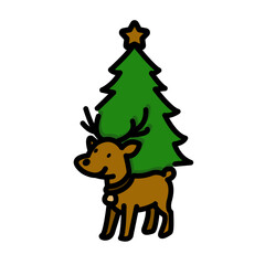 Cute Reindeer with Christmas Tree