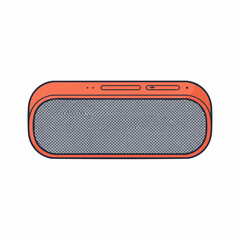 Modern Orange and Gray Portable Speaker with Button Controls and Mesh Grill