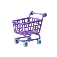 Purple Miniature Shopping Cart With Blue Wheels On Black Background trolley small