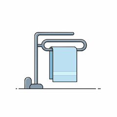 Minimalist Illustration of a Towel Rack with a Light Blue Towel