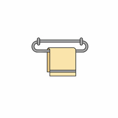 Simple Illustration of a Beige Towel Hanging on a Metal Rod