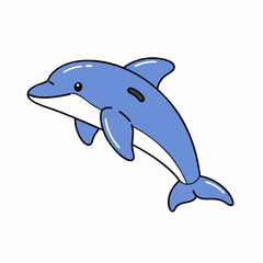 Playful Cartoon Dolphin Leaping, Vibrant Blue Hues