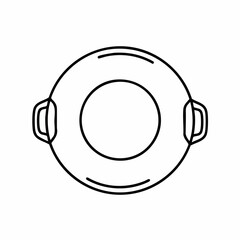 Minimalist Line Art of a Round Lifebuoy with Handles for Water Safety