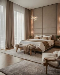 "Serenity in Neutrals &ndash; A Modern Minimalist Bedroom Retreat"