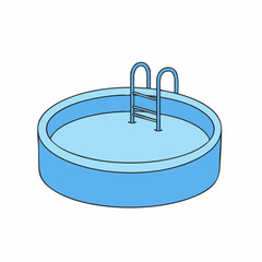 Simple Illustration of a Round Pool with Ladder