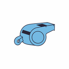 Simple Blue Whistle Illustration for Sports, Games, and Refereeing.