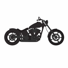 Fototapeta premium Silhouette of a custom motorcycle with a teardrop tank and spoked wheels